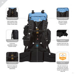 Internal Frame Backpack 55L Capacity - Navy Blue